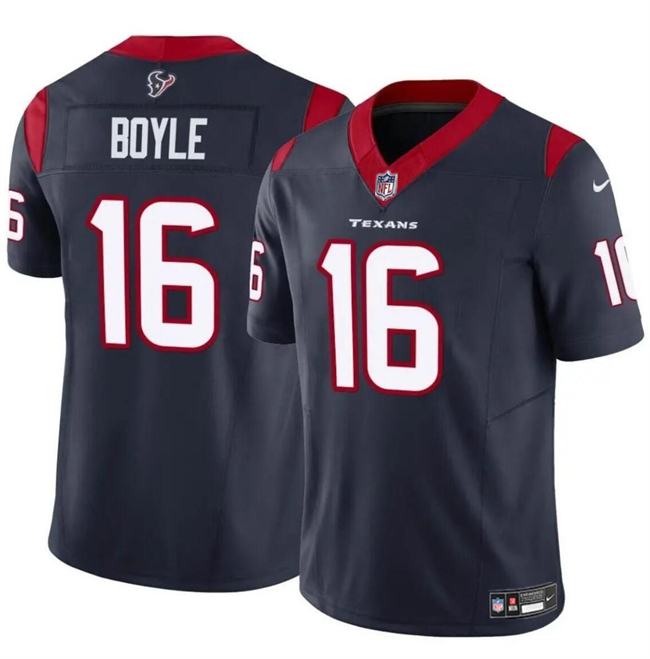 Men's Houston Texans #16 Tim Boyle Navy 2024 F.U.S.E Vapor Untouchable Football Stitched Jersey